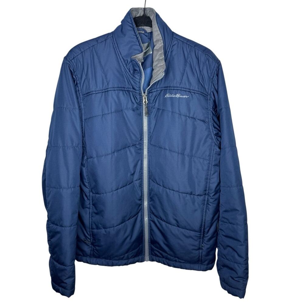 EDDIE BAUER / navy blue down classic puffer jacket coat  S